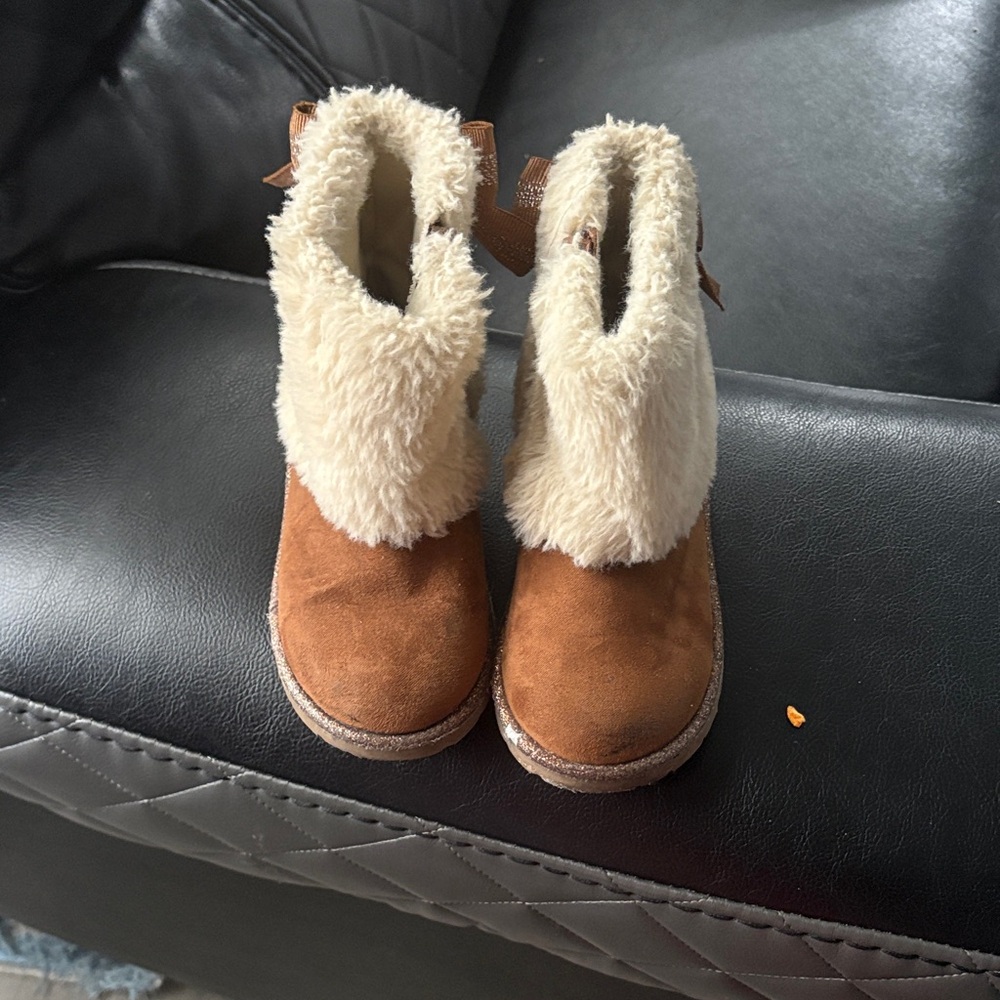 Brown and Cream Fur-Lined Boots